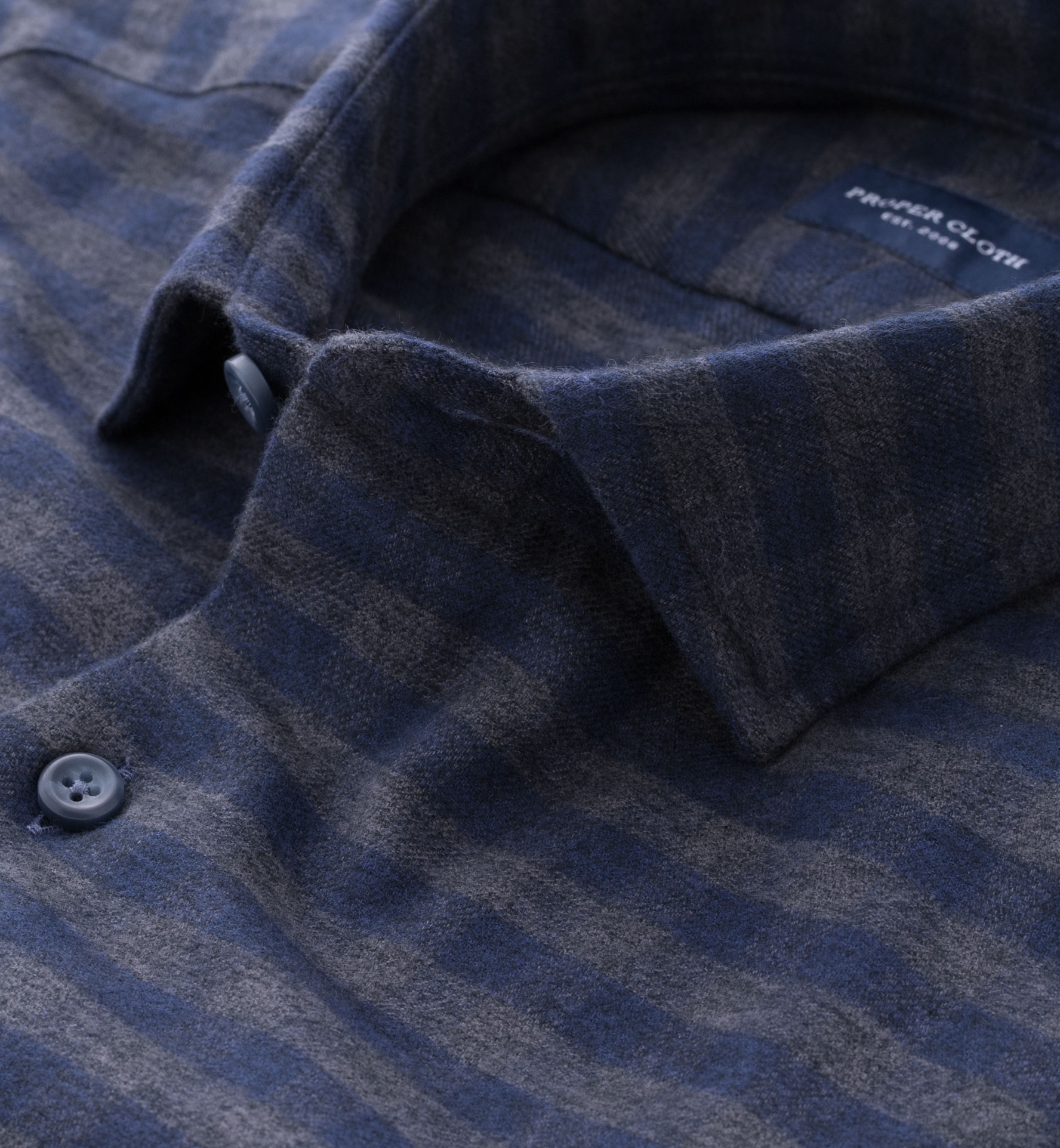 Canclini Navy and Grey Gingham Beacon Flannel Tailor Made Shirt by ...
