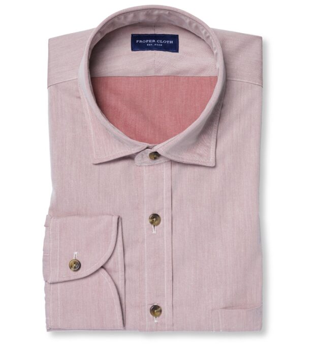 Canclini Faded Red Twill Shirt by Proper Cloth