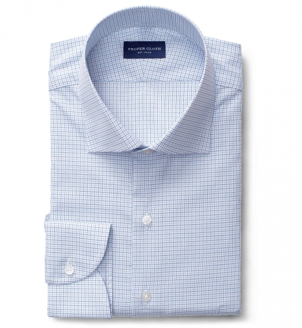 Carmine 120s Blue Tattersall Custom Made Shirt Shirt by Proper Cloth