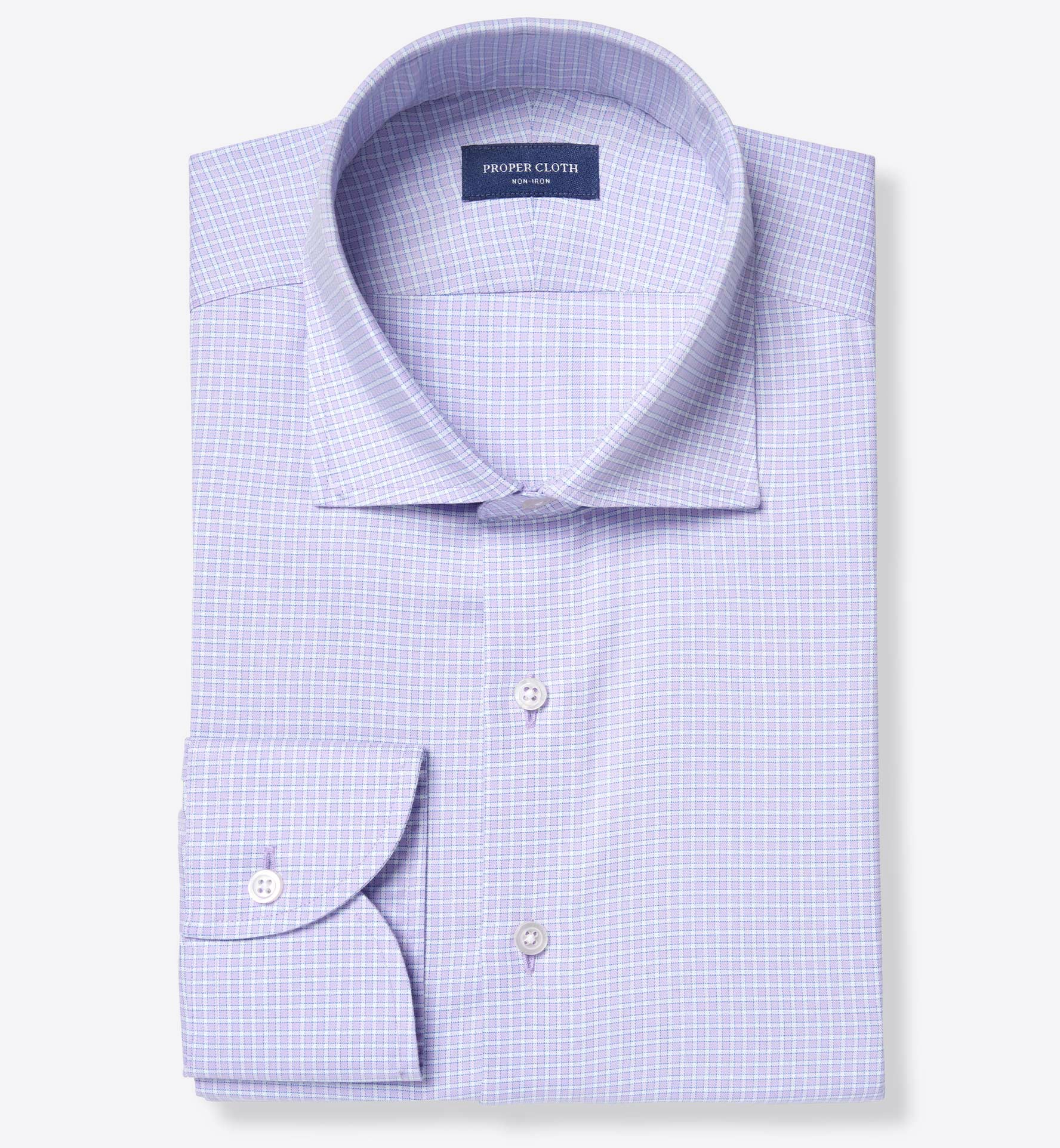 Non-Iron Stretch Lavender Multi Grid Twill Shirt by Proper Cloth