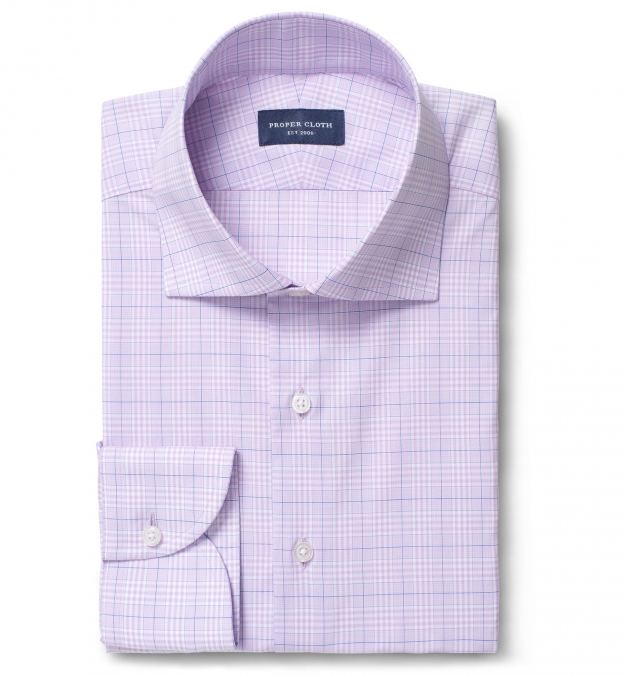 Alden 120s Lavender and Blue Prince of Wales Check Tailor Made Shirt ...