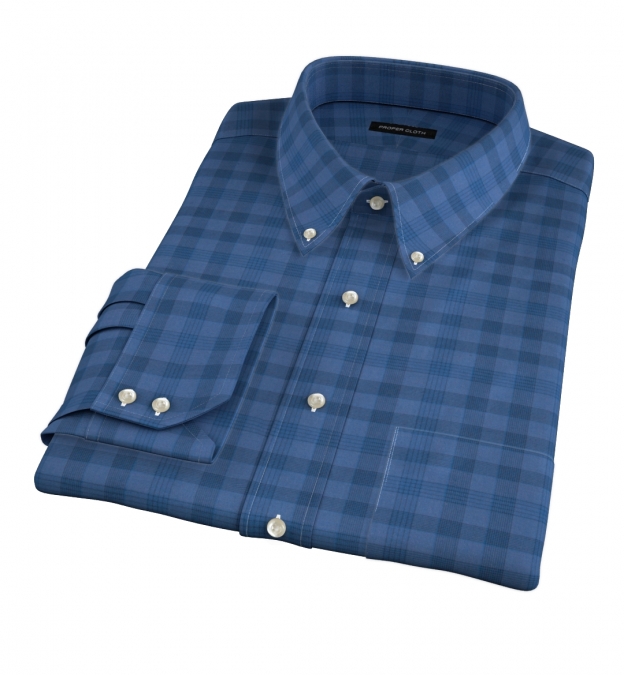 Warren Slate Blue Tonal Plaid Dress Shirt Shirt by Proper Cloth