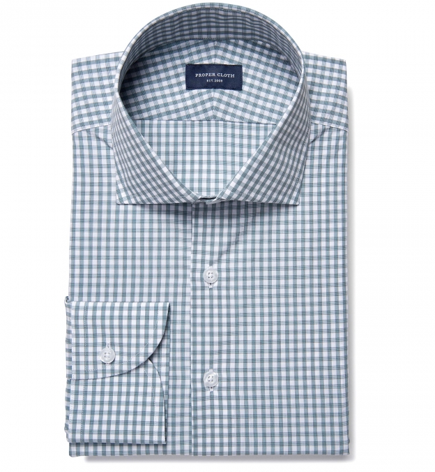 Canclini 100s Sage Grid Check Fitted Shirt Shirt by Proper Cloth