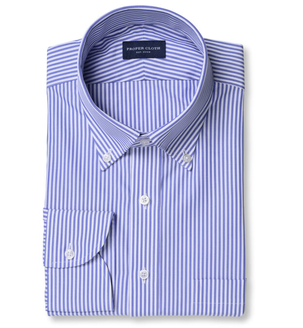 Thomas Mason Blue Bengal Stripe Broadcloth Shirt by Proper Cloth