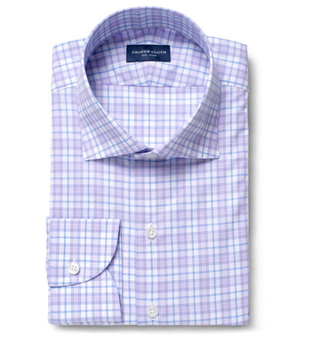 Varick Lavender and Blue Multi Check Men's Dress Shirt by Proper Cloth