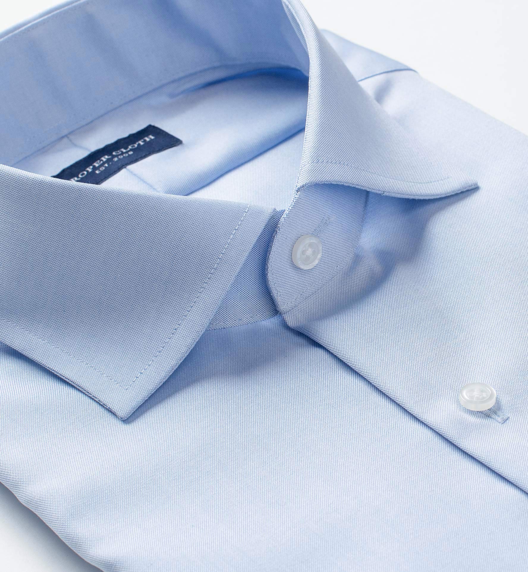 Mayfair Wrinkle-Resistant Light Blue Pinpoint Fitted Shirt by Proper Cloth