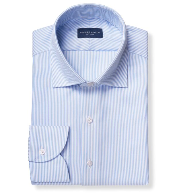 Proper Cloth Mayfair Wrinkle-Resistant Shirt Light Blue Stripe