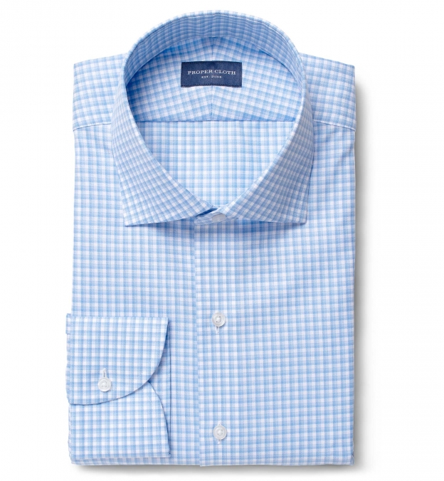 Mayfair Wrinkle-Resistant Light Blue Shadow Check Shirt by Proper Cloth