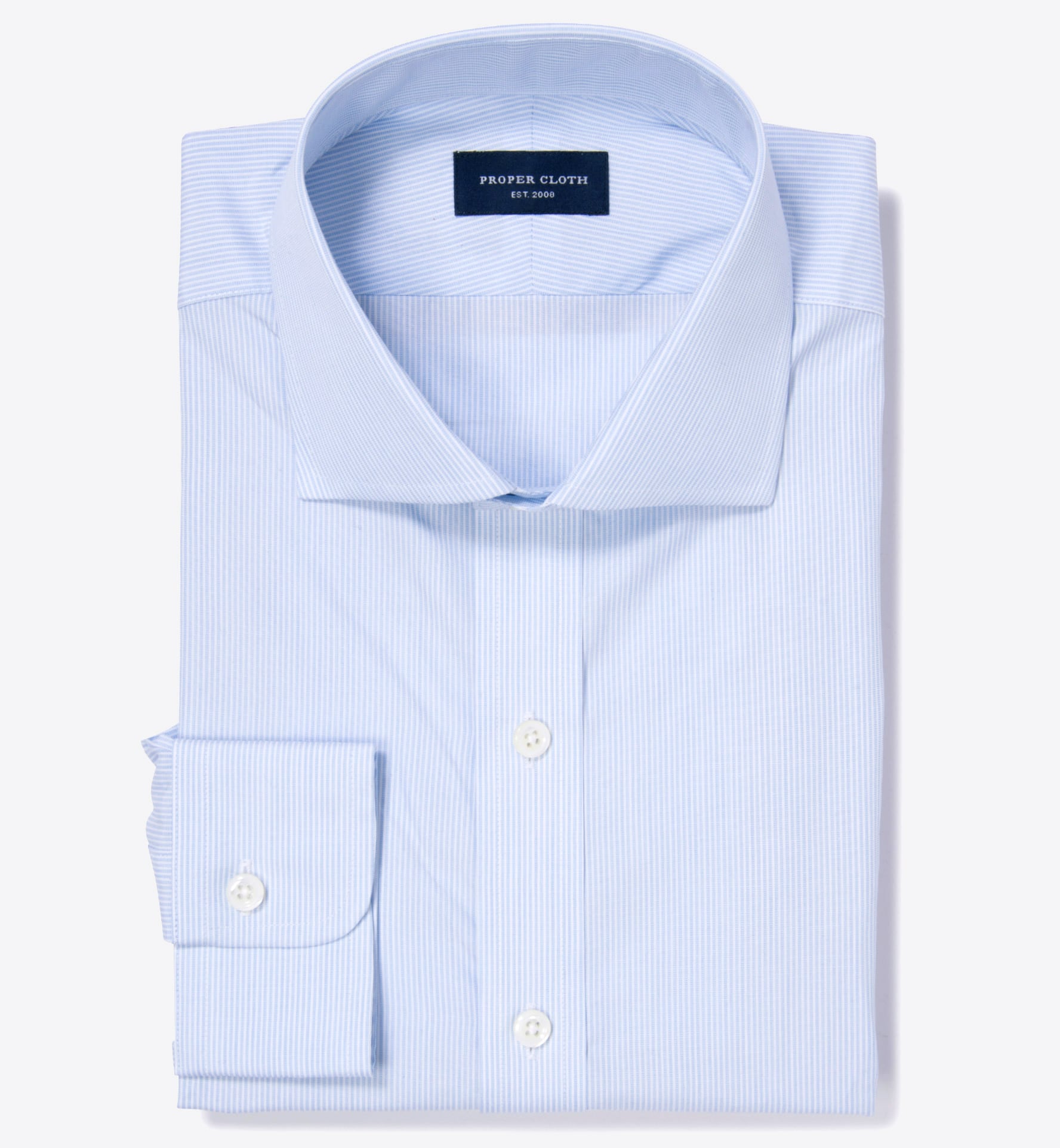 Thomas Mason Light Blue End-on-End Stripe Tailor Made Shirt Shirt