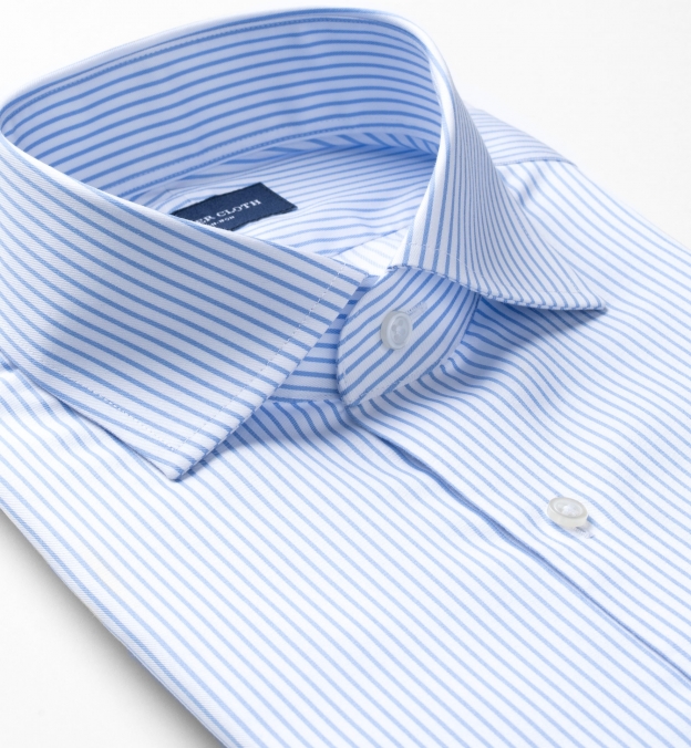 Non-Iron Supima Light Blue Stripe Tailor Made Shirt by Proper Cloth