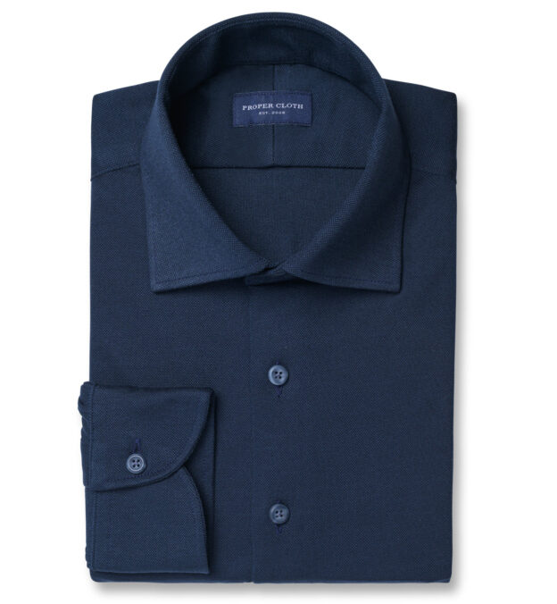 Carmel Navy Cotton and Tencel Pique by Proper Cloth