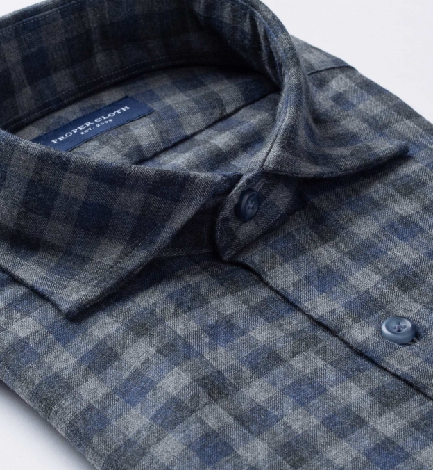 Vail Navy and Grey Gingham Lightweight Flannel