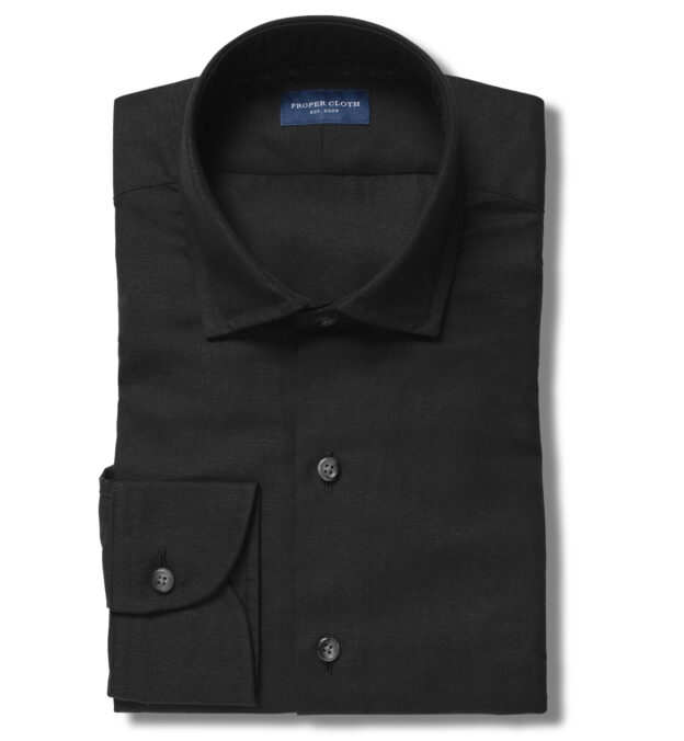 Portuguese Black Cotton Linen Blend Shirts by Proper Cloth