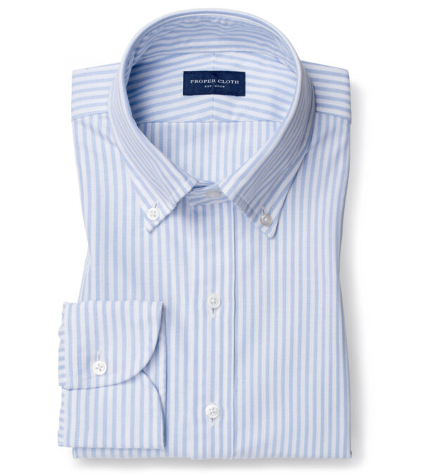 Thomas Mason Light Blue Stripe Oxford Shirts by Proper Cloth