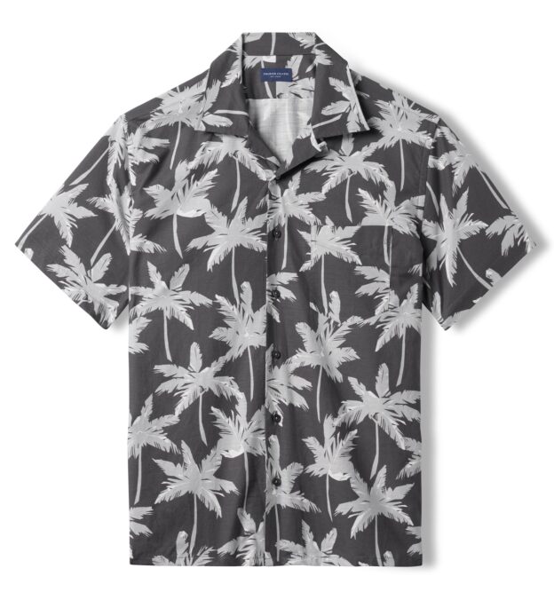 Albiate Charcoal and Grey Palm Tree Print Shirt by Proper Cloth