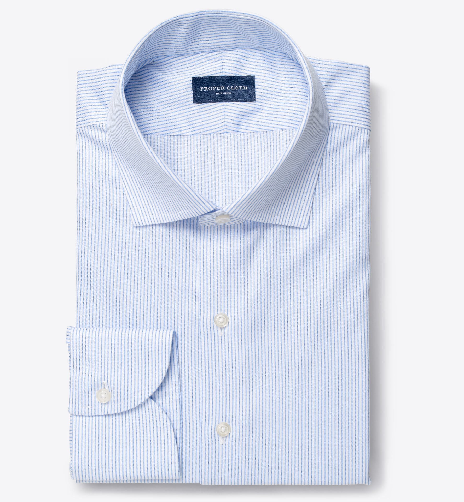 Non-Iron Light Blue Twill Stripe by Proper Cloth