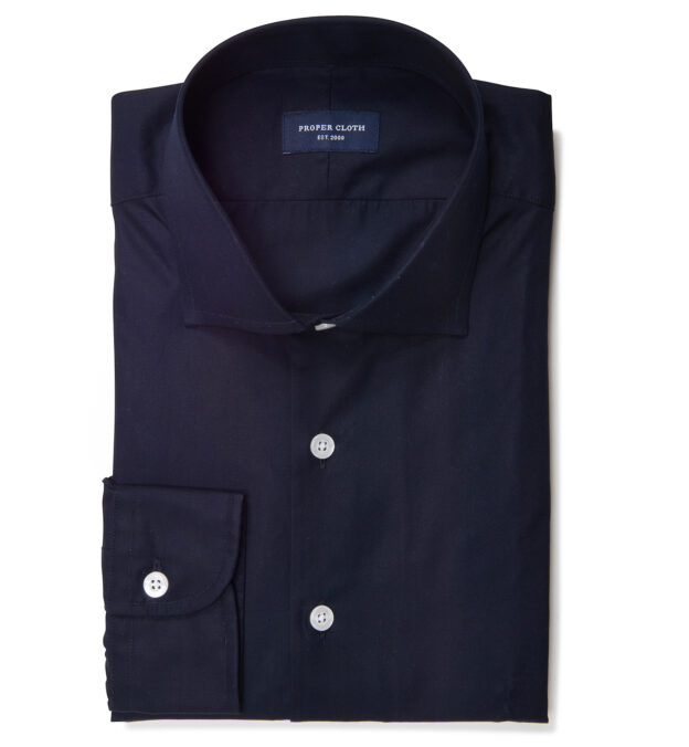 Mercer Navy Broadcloth Fitted Dress Shirt Shirt by Proper Cloth