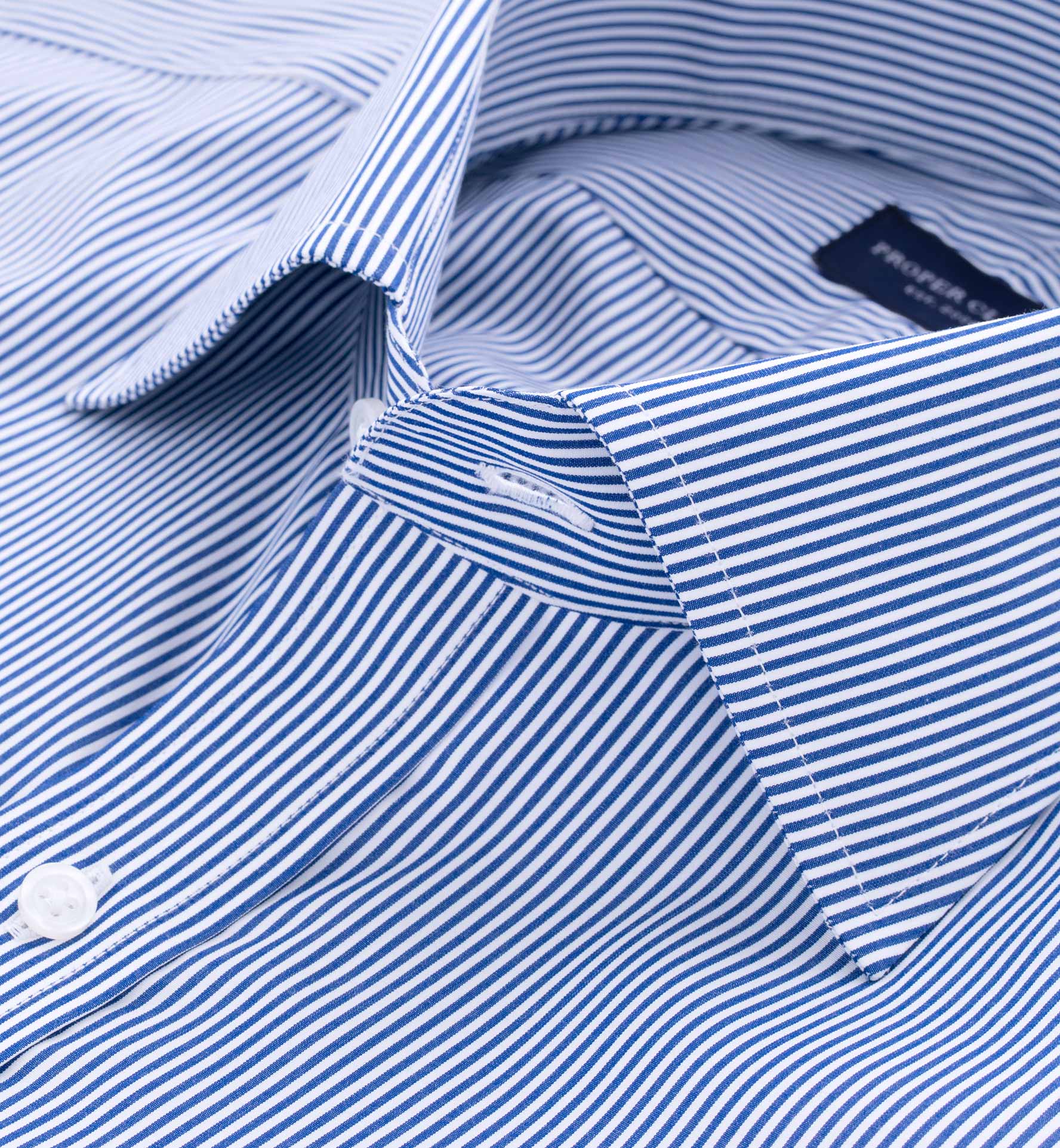 140s Navy Wrinkle-Resistant Pencil Stripe Men's Dress Shirt by Proper Cloth