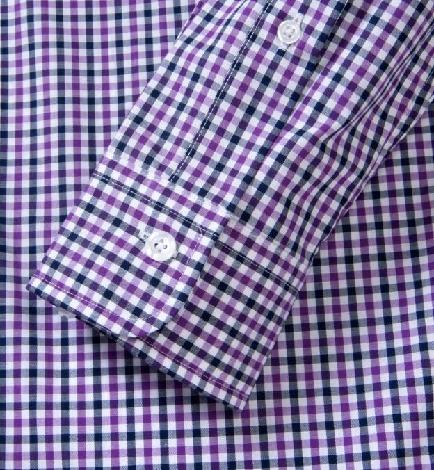 Purple and Navy Gingham Fitted Dress Shirt by Proper Cloth