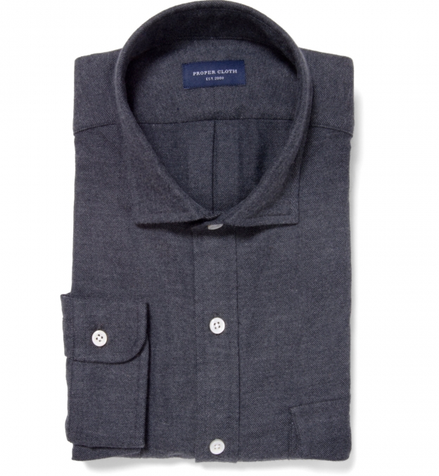 Canclini Charcoal Herringbone Beacon Flannel Custom Made Shirt by ...