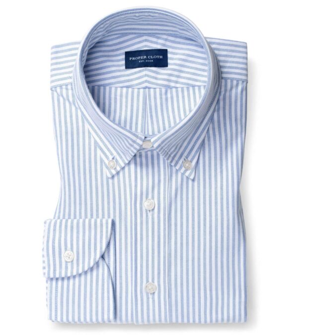 Blue University Stripe Heavy Oxford Fitted Shirt 