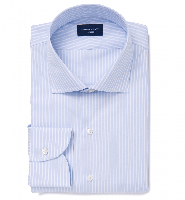 DJA Sea Island Blue End-on-End Stripe Custom Dress Shirt by Proper Cloth
