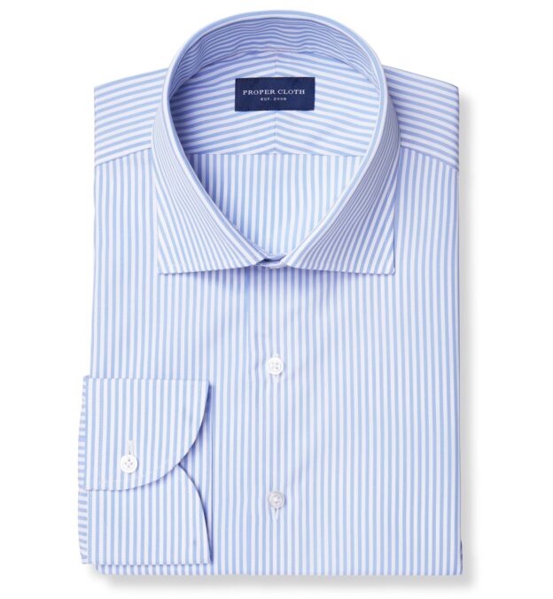 Thomas Mason Light Blue Bengal Stripe Broadcloth Shirt by Proper Cloth