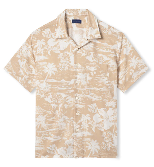 Japanese Beige Aloha Print Shirt by Proper Cloth