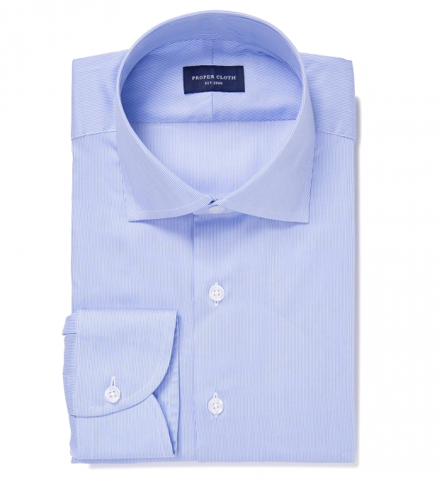 York 120s Light Blue Fine Stripe Custom Dress Shirt Shirt by Proper Cloth