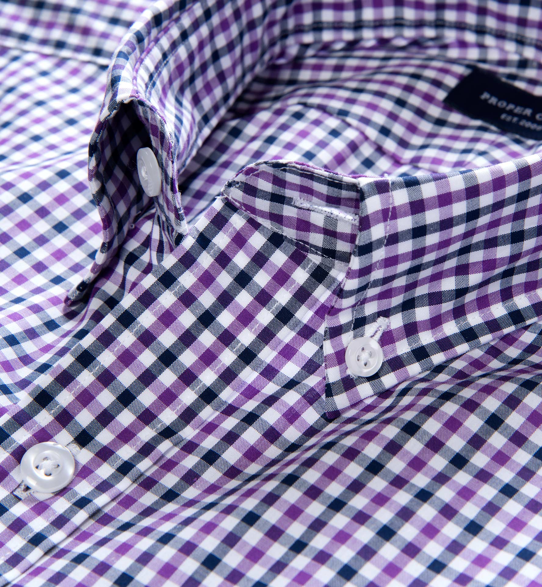 Purple and Navy Gingham Fitted Dress Shirt by Proper Cloth