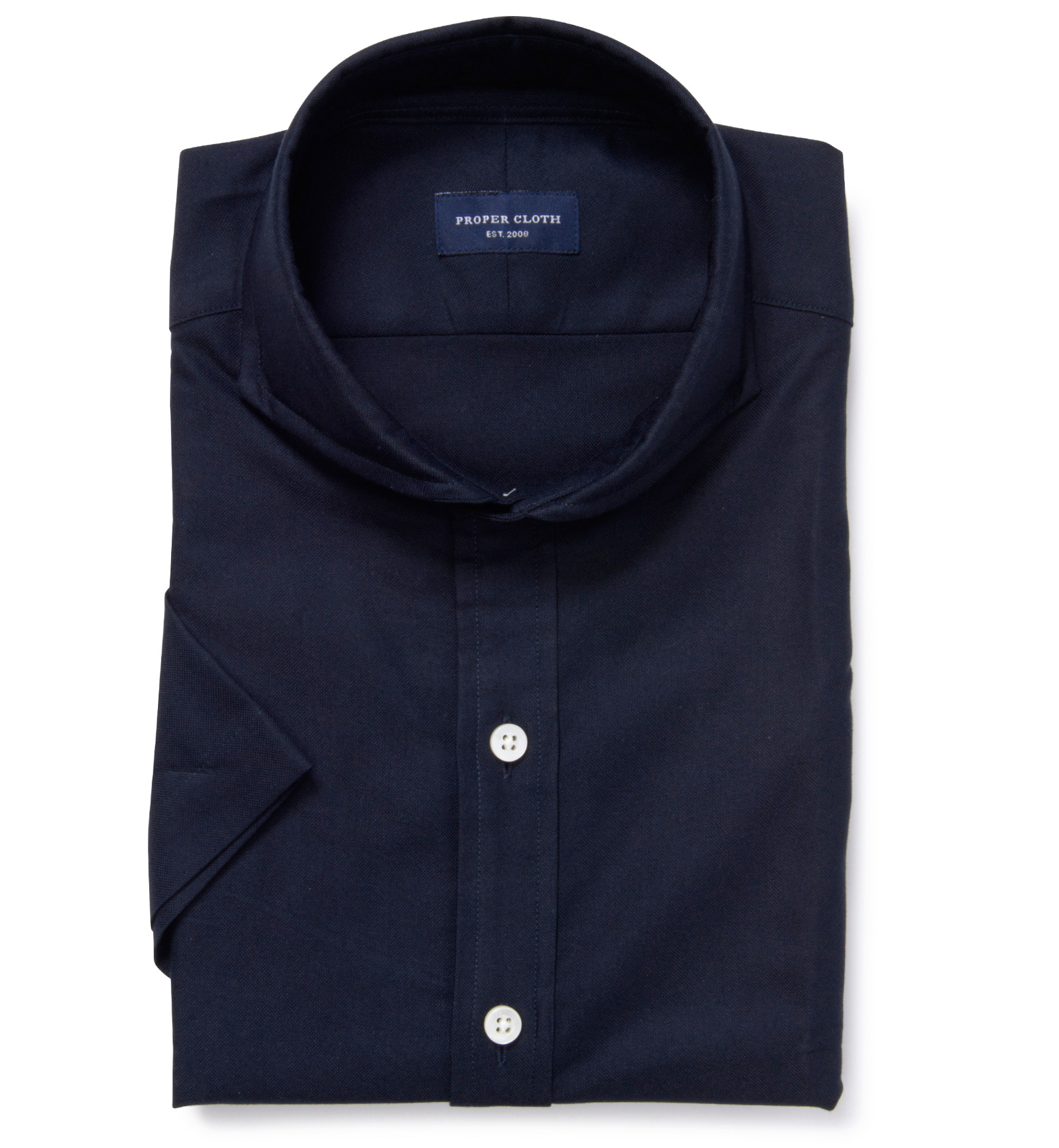 Midnight Navy Heavy Oxford Short Sleeve Shirtby Proper Cloth