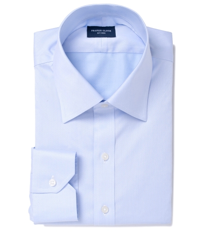 Non-Iron Supima Light Blue Twill Fitted Dress Shirt by Proper Cloth