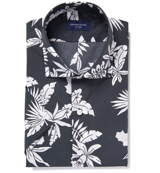 Positano Black Floral Print Tailor Made Shirt by Proper Cloth