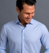 Mayfair Wrinkle-Resistant Light Blue Houndstooth Shirt Thumbnail 3