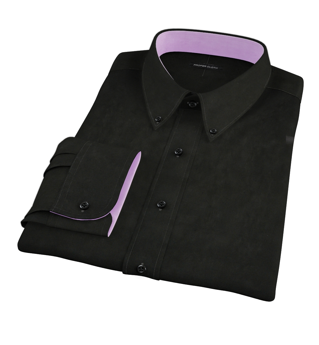 Black Broadcloth Fitted Dress Shirt by Proper Cloth