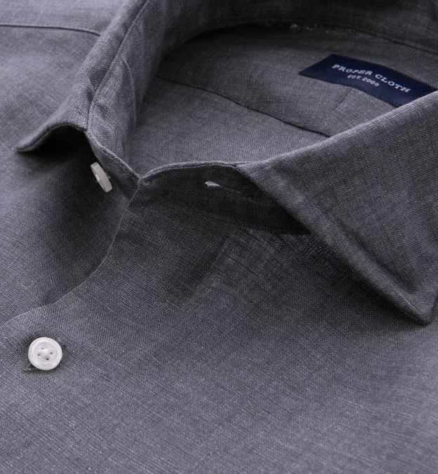 Albini Washed Grey Linen Tailor Made Shirt by Proper Cloth