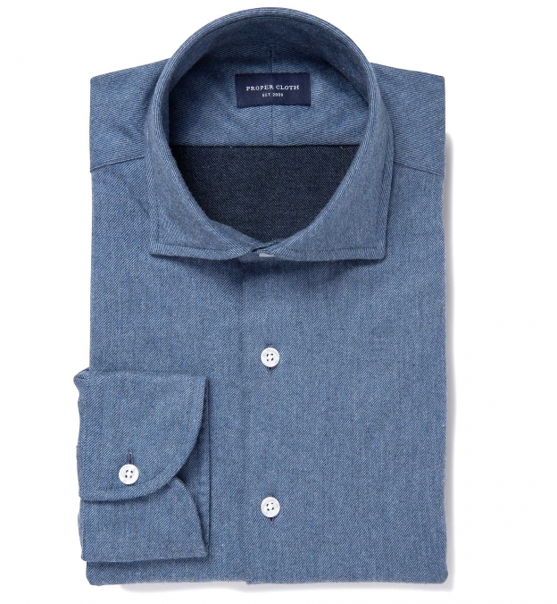 Canclini Glacier Blue Twill Beacon Flannel Fitted Shirt Shirt by Proper ...