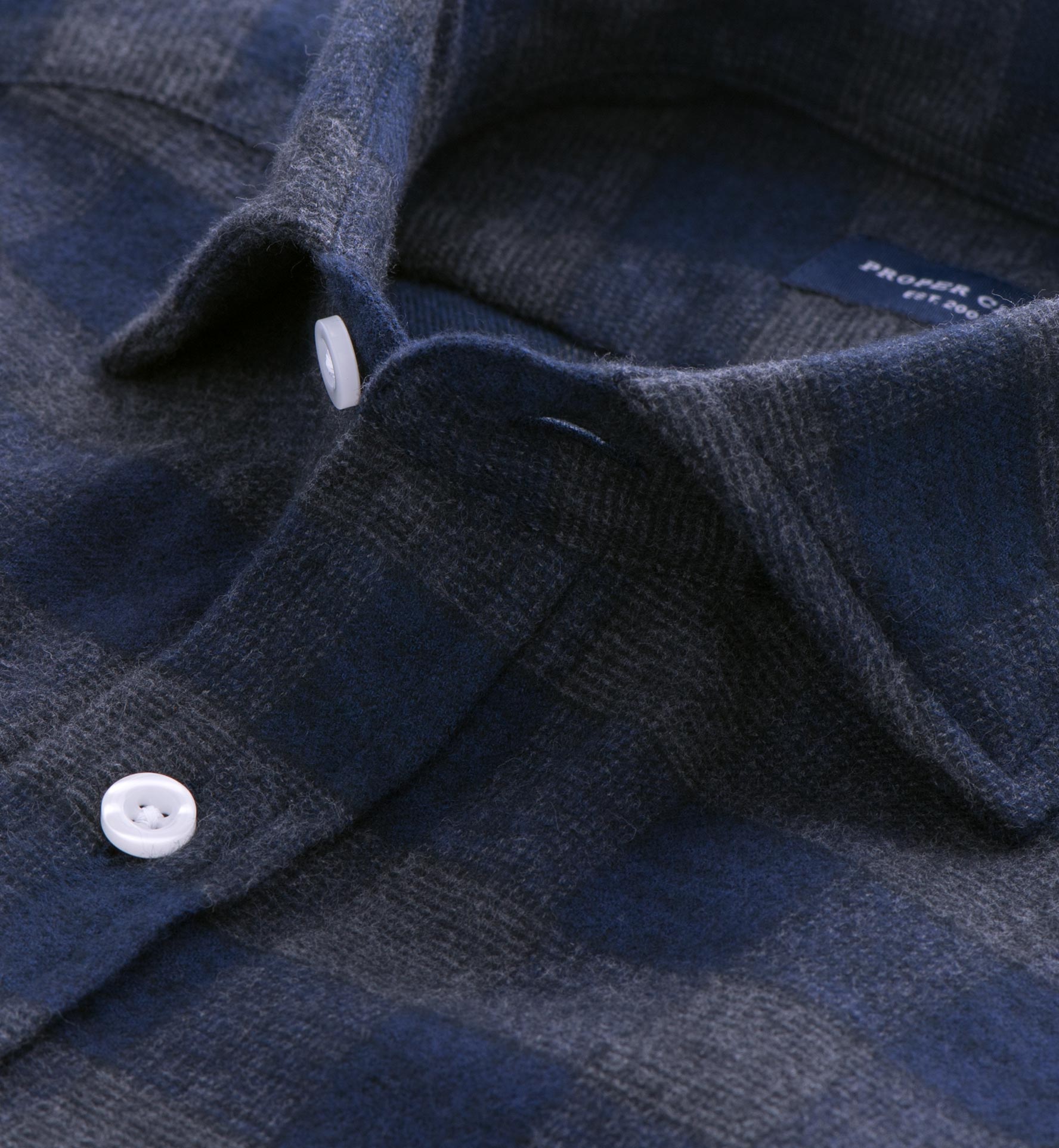 Canclini Navy and Grey Plaid Beacon Flannel Dress Shirt by Proper Cloth