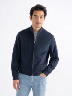 Wythe 2.0 Navy Shaved Cotton Bomber Jacket Product Thumbnail 3