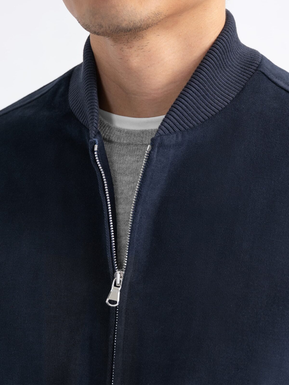 Wythe 2.0 Navy Shaved Cotton Bomber Jacket by Proper Cloth
