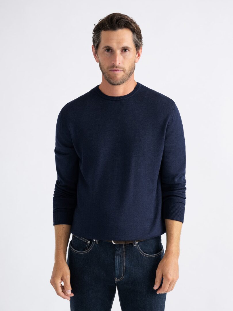 Grey Biella S130s Merino V-Neck Sweater