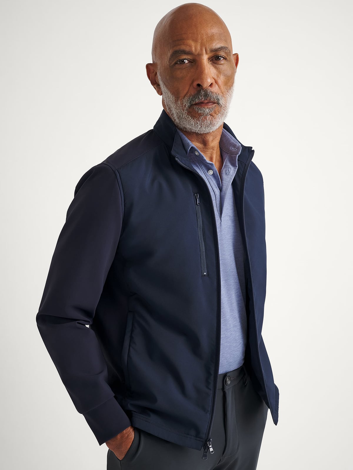 Lucca Navy Performance Golf Zip Jacket | Proper Cloth