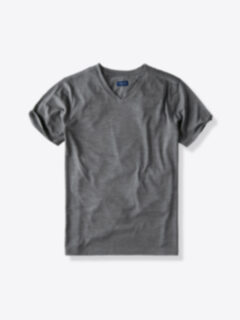 Grey Merino Wool V-Neck T-Shirt Product Thumbnail 1