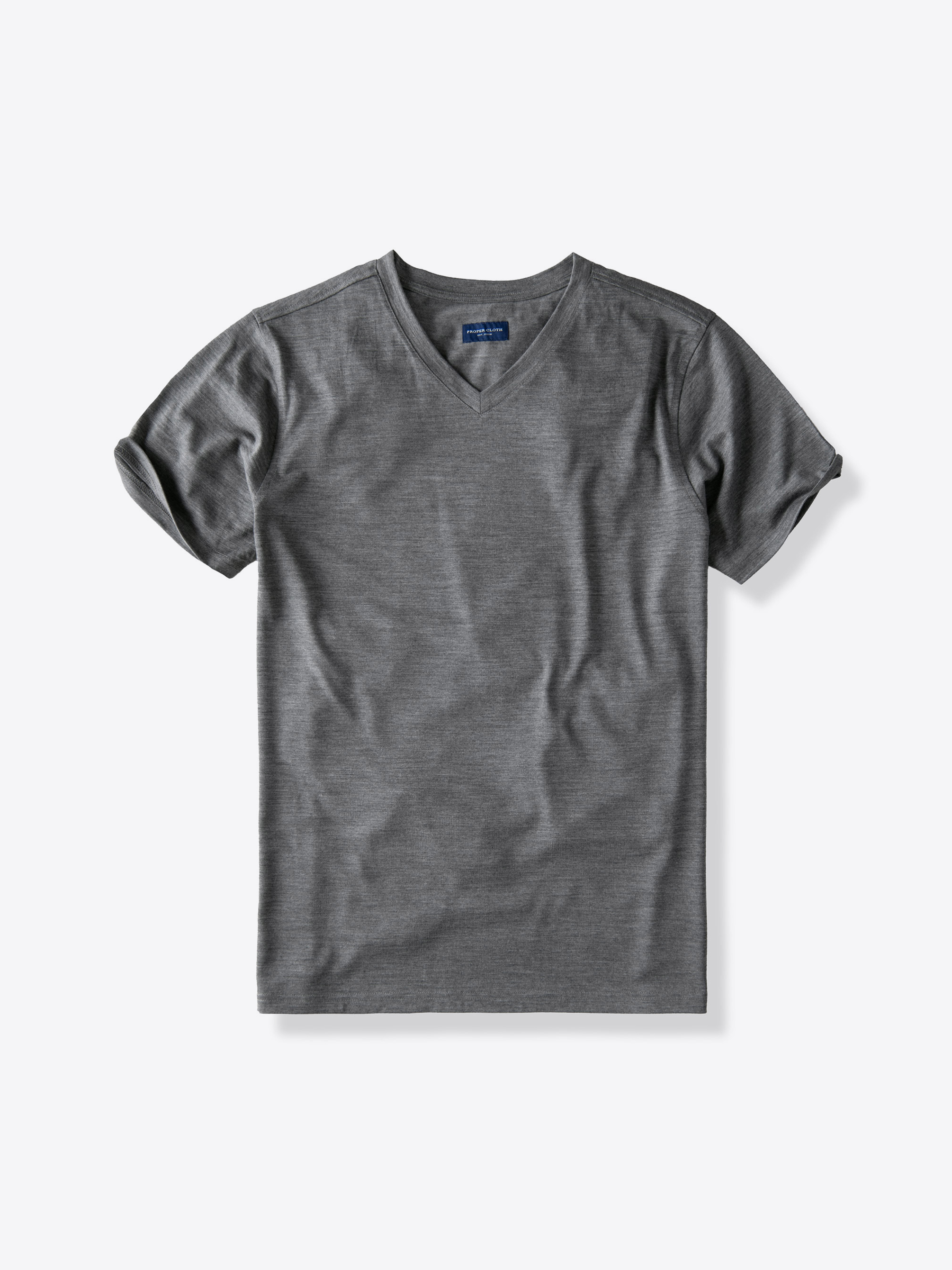 Grey Merino Wool V-Neck T-Shirt by Proper Cloth