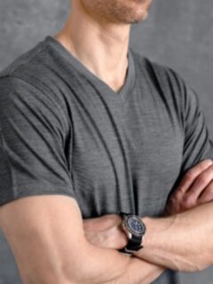 Grey Merino Wool V-Neck T-Shirt Product Thumbnail 6