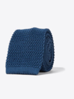 Blue Silk Knit Tie Product Thumbnail 1