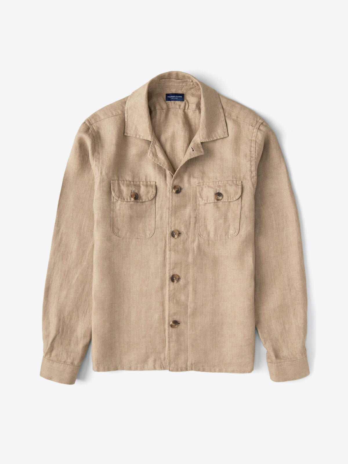 Sand Italian Linen Overshirt by Proper Cloth