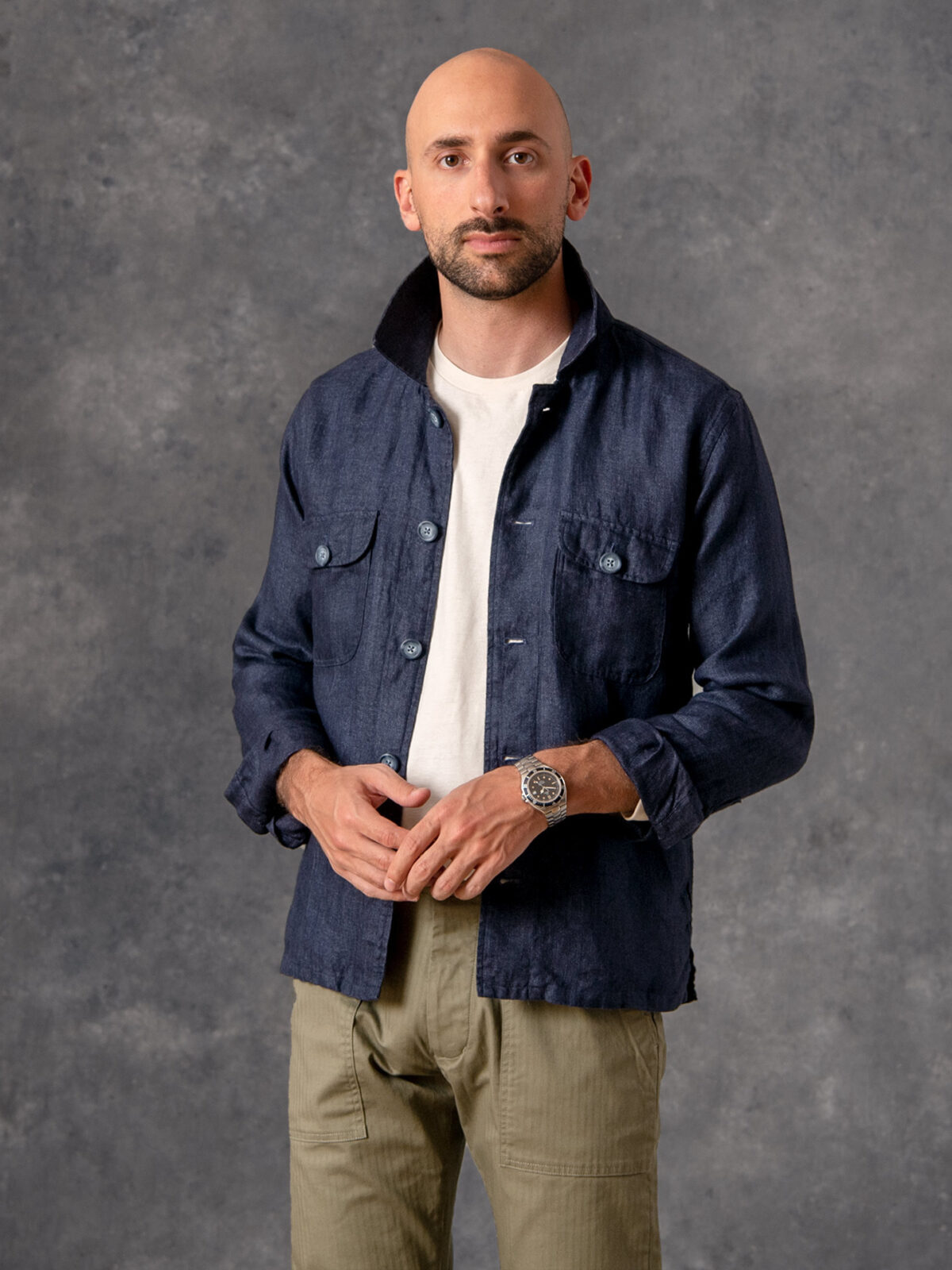 Navy Linen Overshirt