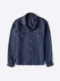 Shop Navy Linen Overshirt