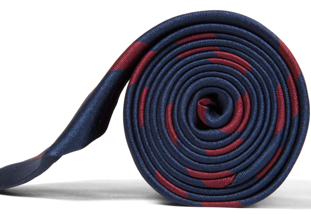 Navy and Red Silk Striped Tie